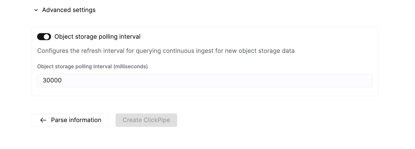 ClickPipes 고급 설정